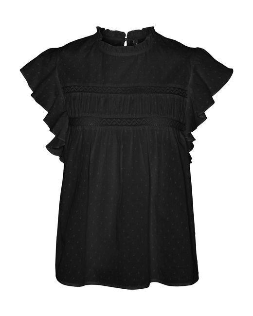Vmtrine SL Lace Top Wvn Parte Superiore di Vero Moda in Black
