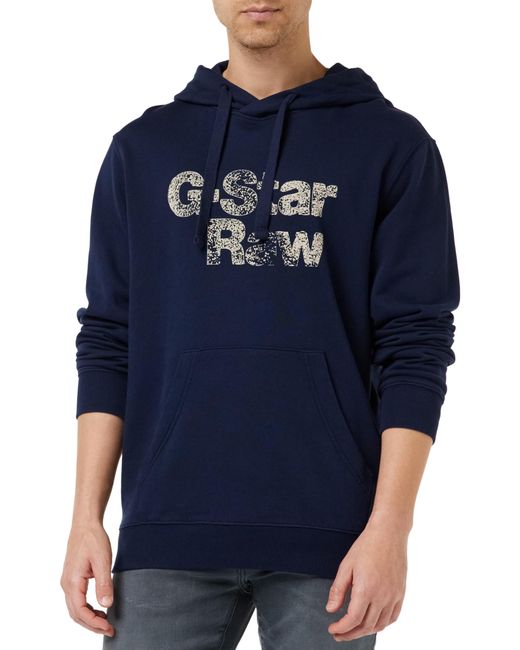 G-Star RAW Blue G-tar Painted Hoodie Bue An for men