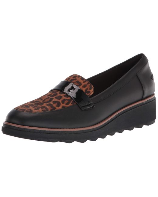 Clarks Womens Sharon Gracie Penny Loafer in Black | Lyst