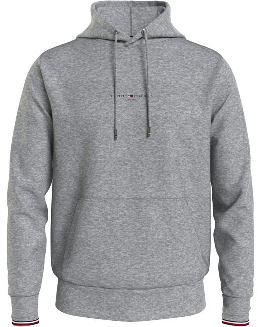 Tommy Hilfiger Gray Tommy Logo Tipped Hoody Hoodies for men