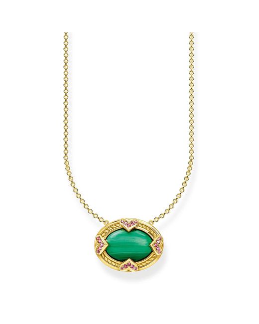 Thomas Sabo Green Kette Stein Grün Gold 925 Sterling Silber Gelbgold 18 Karat KE1989-967-7