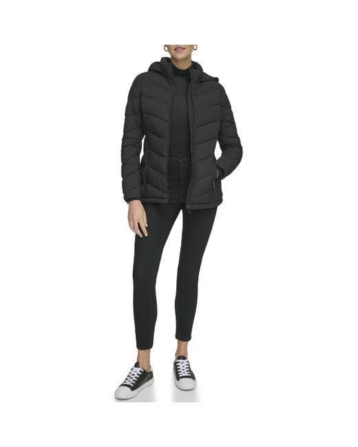 Calvin Klein Black Light-weight Hooded Puffer Jacket