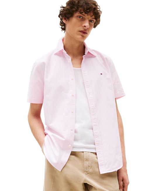 Tommy Hilfiger White Short Sleeve Oxford Regular Fit for men