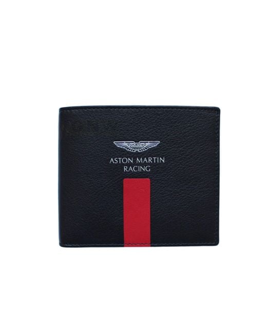 Hackett Blue Hackett Aston Martin Racing Cont Stripe Bi Fold Leather Card Wallet for men