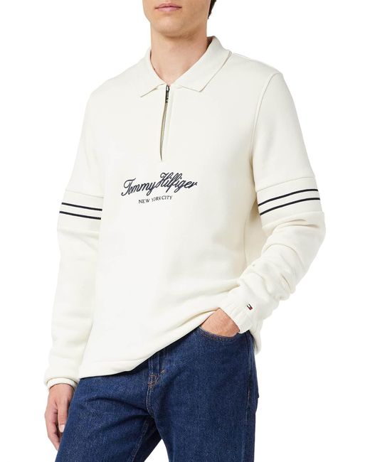 Tommy Hilfiger White Mixed Type Popover Sweatshirt Pullover for men
