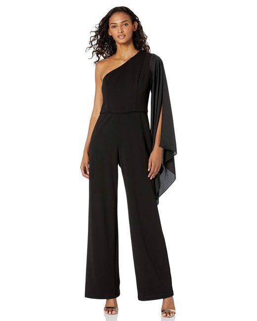 Adrianna Papell One Shoulder Jumpsuit in Black - Lyst