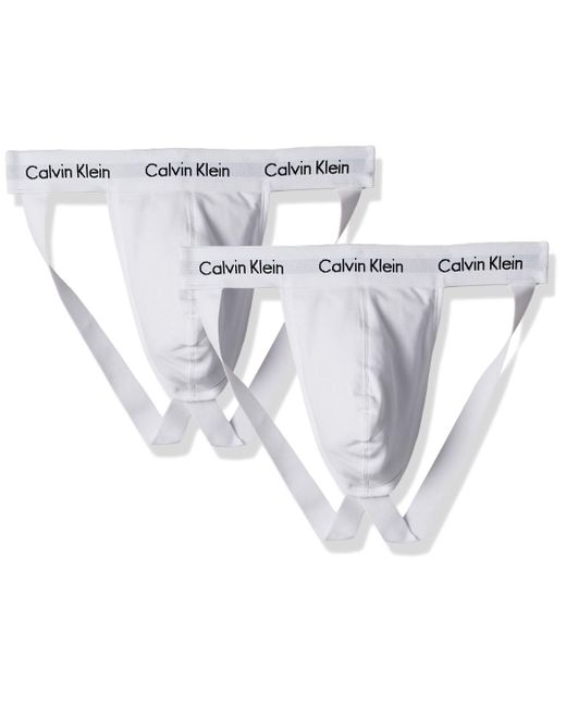 Calvin Klein White Jock Strap - Sports Underwear - 2 Pack - Signature Waistband Elastic for men