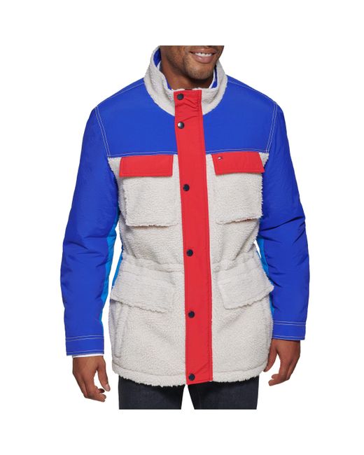 Tommy Hilfiger Blue Mixed Media 4-pocket Sherpa Jacket for men