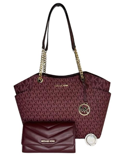 Michael Kors Jet Set Travel Large Chain Shoulder Tote Bundle Jet Set Travel Trifold Wallet and Purse Hook in Lila Lyst DE
