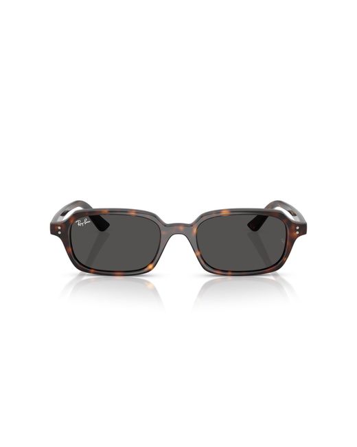 Occhiali da sole unisex con lenti grigie protette dai raggi UV - 0RB445513598752, L'Avana, 52 di Ray-Ban in Black