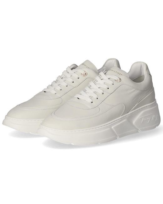 Tommy Hilfiger Chunky Leather Sneaker Runner in White | Lyst UK