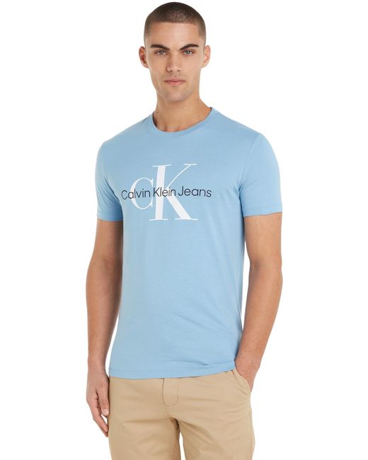 Calvin Klein SEASONAL MONOLOGO TEE S/S T-Shirts in Blue für Herren
