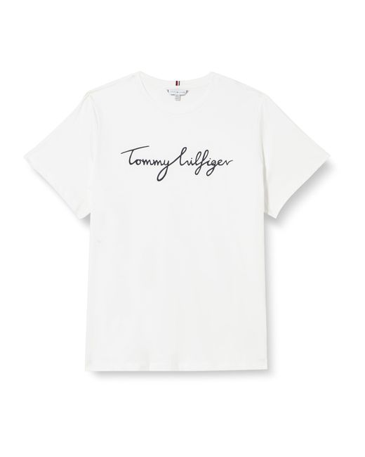 Tommy Hilfiger Crv Reg C-nk Signature Tee Ss S/s Gebreide Tops in het White