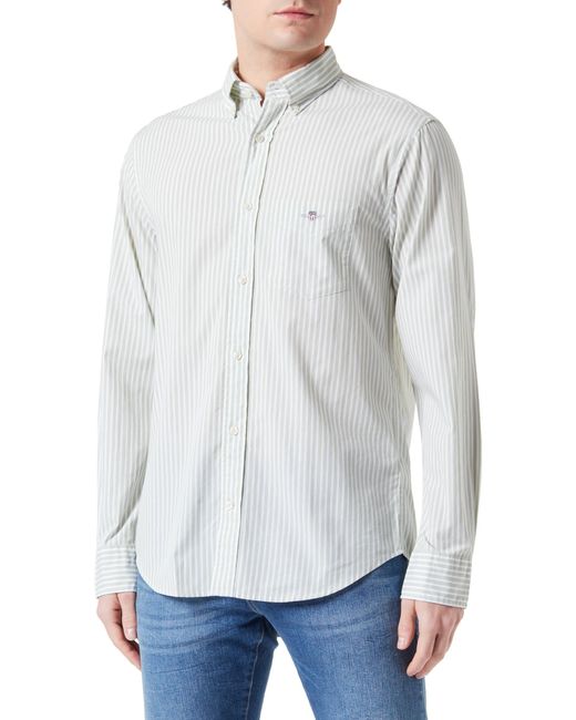 Gant White Reg Poplin Stripe Shirt for men