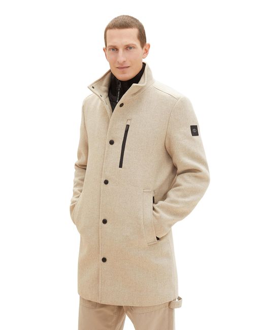 Tom Tailor 2-in-1 Wollmantel mit integrierter Innenjacke in Natur
