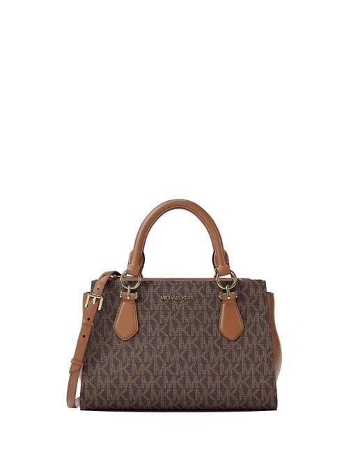 Michael Kors Marilyn Small Signature Logo Messenger Bag Brown Pvc