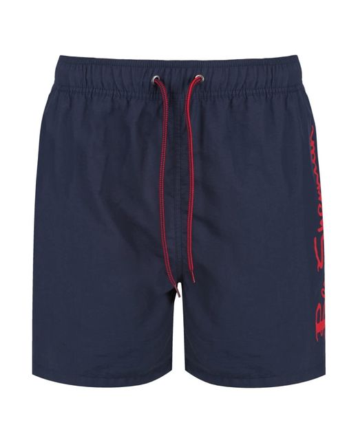 Ben Sherman S Swim Shorts in Navy Medium Length Badehose in Blue für Herren