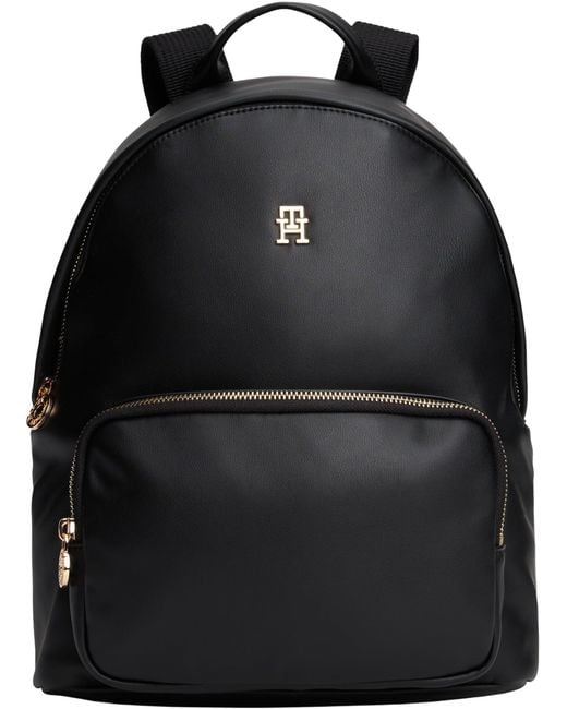 Tommy Hilfiger Black Popette Soft Dome Backpack Aw0aw17652 Rucksack
