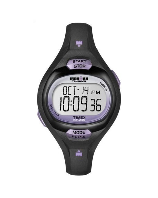 Timex Metallic T5k187 Ironman Pulse Calculator Black/purple Resin Strap Watch