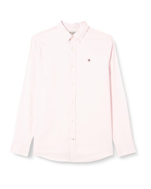 Scotch & Soda Pink Essential Oxford Solid Shirt for men