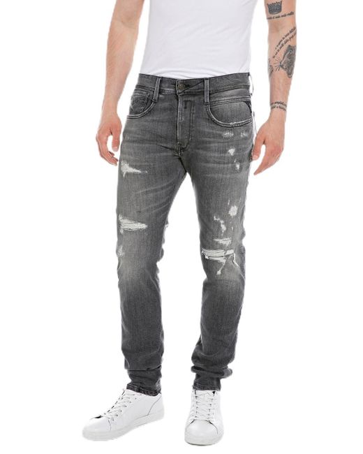 Jeans da uomo con super elasticità di Replay in Gray