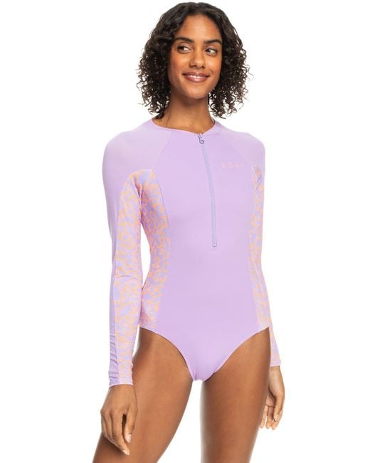 Roxy Purple Long Sleeve One-Piece Swimsuit for - Langärmliger Badeanzug - Frauen - M