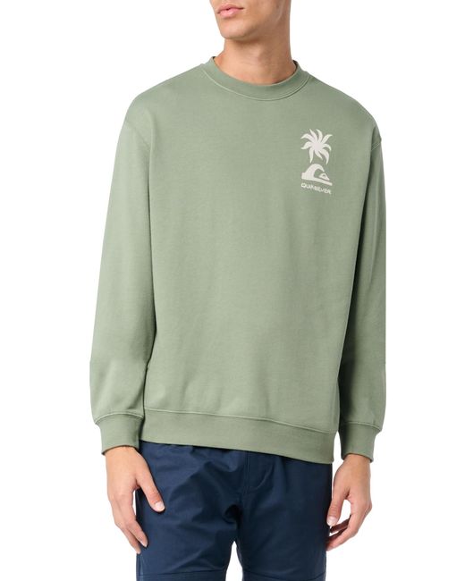 Quiksilver Green Graphic Mix Crew Pullover Sweatshirt Sweater for men