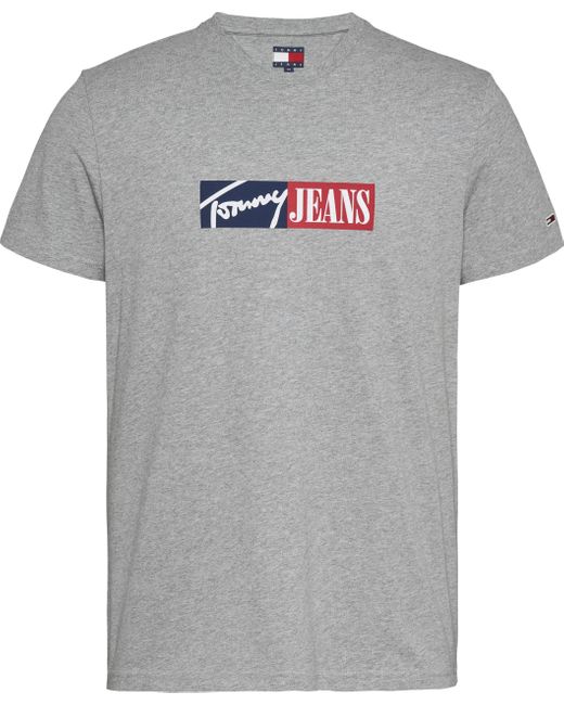 Uomo T-Shirt iche Corte Slim Entry Graphic Scollo Rotondo di Tommy Hilfiger in Gray