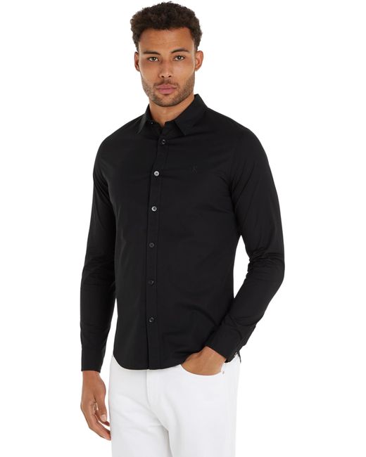 Calvin Klein Slim Stretch Shirt Casual Shirts Black for men