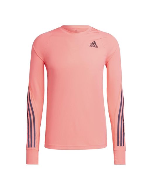 Run Icon LS T-Shirt à ches Longues Adidas pour homme en coloris Pink