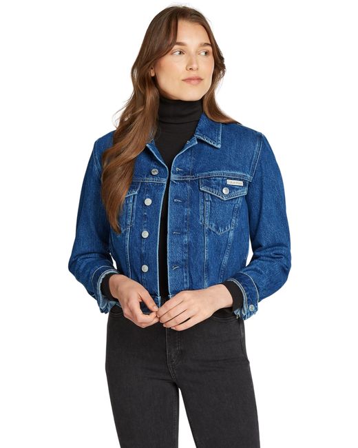 Calvin Klein Blue Calvin Klein 's 90s Cropped Fit Denim Jacket