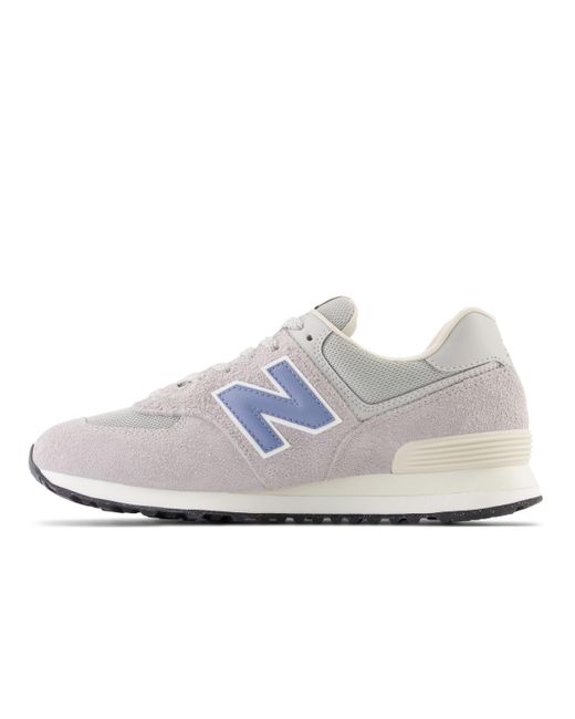 New Balance White 574 Unisex Casual Trainers In Light Grey - 9.5 Uk