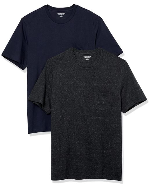 Amazon Essentials Blue Regular-fit Short-sleeve Crewneck Pocket T-shirt for men