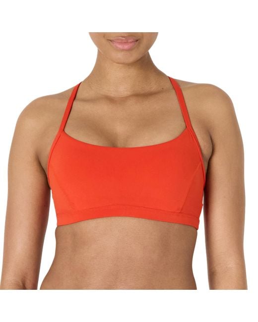 Amazon Essentials Red Active Formflex Buttery Soft Light Support Y-back Thin Strap Yoga Sports Bra