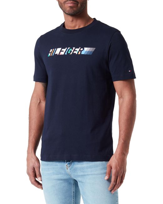 Tommy Hilfiger Blue Multicolour Hilfiger Tee S/s T-shirts for men