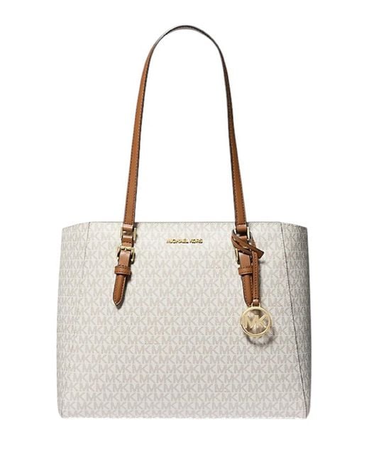 Michael Kors White Charlotte Large 3-In-1 Signature Logo Tote Bag