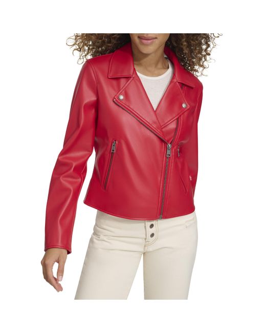 Levi's Red Smooth Faux Leather Moto