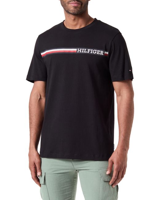 Tommy Hilfiger Black Chest Stripe Tee S/s T-shirt for men