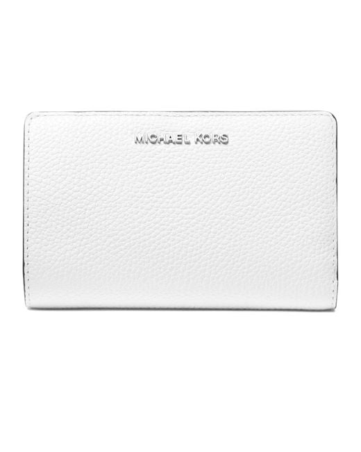 Michael Kors White Medium Snap Zip Around Wallet (Optic) Wallet Handbags