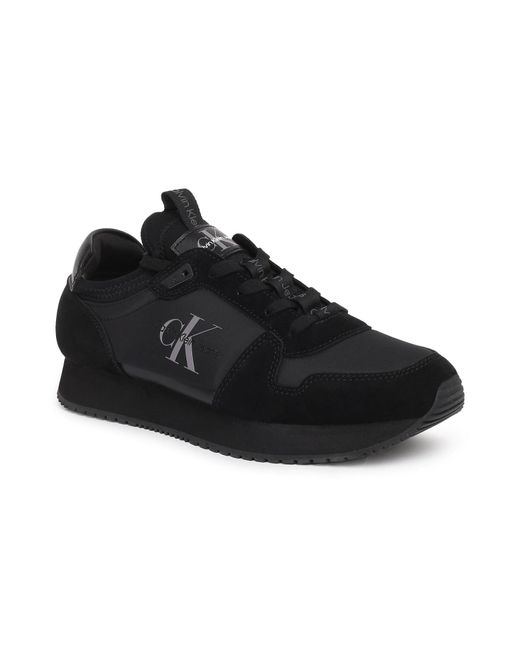 Calvin Klein Runner Sneaker Sock Laceup Nylon-Leather Sportschuhe in Black für Herren