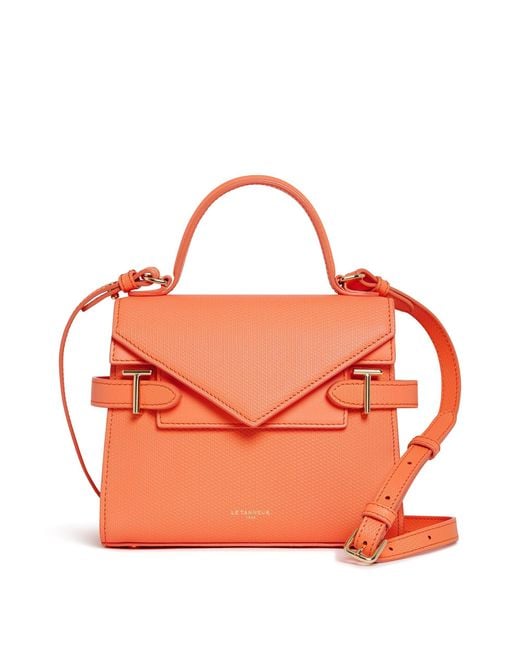 Petit Sac à Main Double Rabat Emilie en Cuir Signature T Le Tanneur en coloris Red