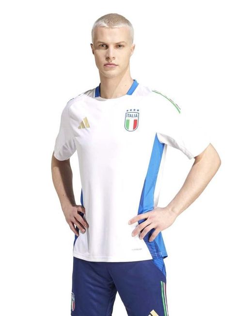 T-Shirt Ufficiale Calcio Uomo Italy FIGC Blu Bianco L di Adidas in White da Uomo