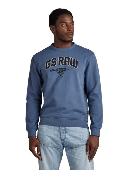 G-Star RAW Blue Skeleton Dog Graphic Sweater for men