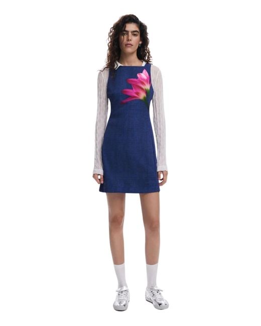 Robe Mini Effet Denim Desigual en coloris Blue