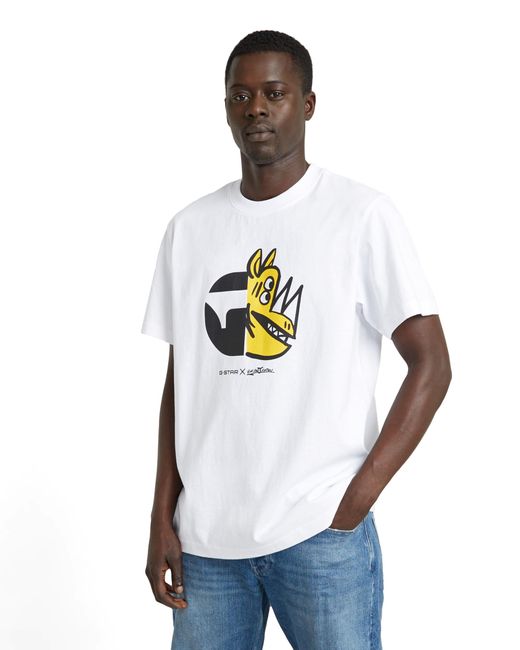 G-Star RAW Rhino Cartoon Loose R T T-shirt Voor in het White voor heren