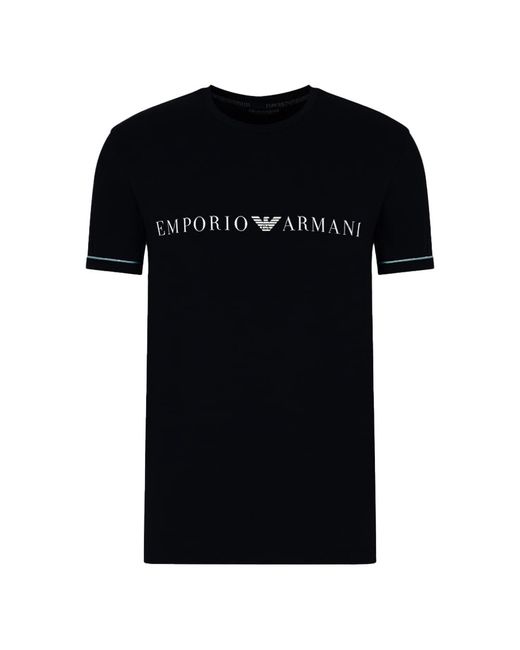 Emporio Armani Crew Neck T-shirt Underlined Logo T Shirt in Black für Herren