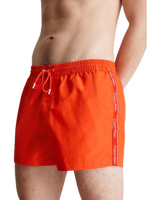 Calvin Klein Red Swim Trunks Short Drawstring for men