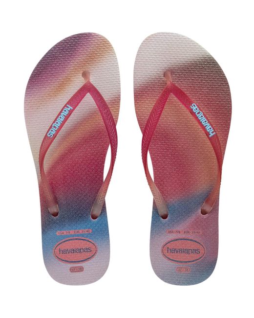 Havaianas Red S Slim Metallic Rainbow