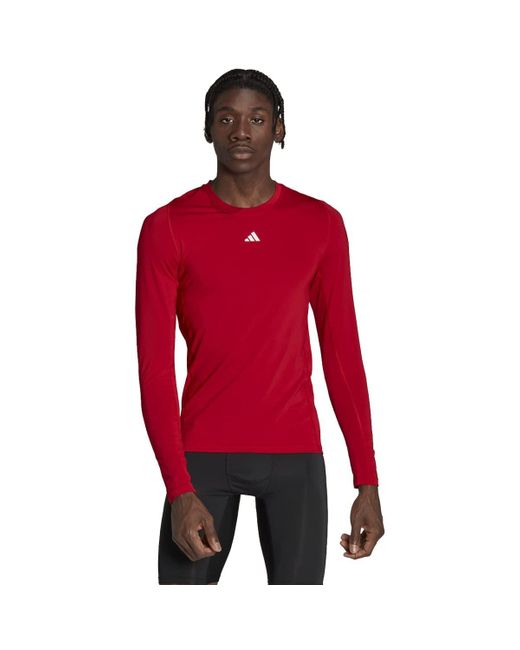 Adidas Red Techfit S Long Sleeve T-shirt S