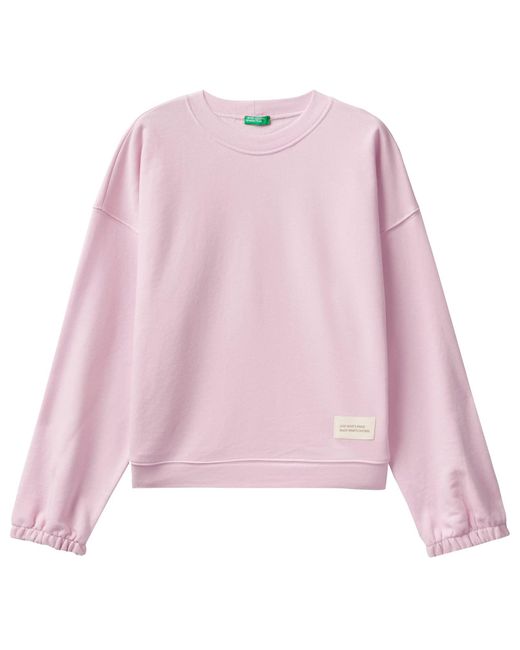 Benetton Pink Jersey G/c M/l 31nb3m03m Sweatshirt